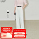 LILY夏新款女裝時尚都市通勤款顯瘦高腰垂墜感直筒西式休閑褲 604米白 M