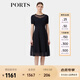 PORTS寶姿春季新品女裝簡(jiǎn)約通勤領(lǐng)邊透紗短袖連衣裙ALP8K204RZE011 丈青 L