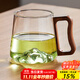 憶壺茶（YIHUTEA）玻璃杯水杯子綠茶杯飲用泡茶杯高硼硅涼水杯耐高溫男女辦公喝水杯 【透明】胡桃木把泡茶杯 500ml