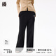 播文藝高腰直筒褲商場(chǎng)同款秋冬新品寬松休閑褲子女BDQ3KD0148 K40黑色 XS