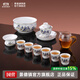 景德鎮（jdz）陶瓷茶具套裝整套高溫白瓷功夫蓋碗茶杯公道帶水洗送長(cháng)輩高檔禮品 千里江山蓋碗茶具套裝 12頭