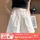 婧麒（JOYNCLEON）孕婦短褲夏薄款外穿無(wú)托腹闊腿褲五分2025新款休閑中褲孕婦裝 奶杏色 L