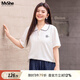 MsShe【珠地棉刺繡針織polo衫短袖T恤】大碼女裝2025夏裝胖mm上衣 T恤-米白色現(xiàn)貨 2XL