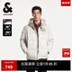 杰克·瓊斯（JACK&JONES）男裝冬季拼接設(shè)計毛圈貼布寬松抽繩連帽羽絨服外套男款224412012 白帽灰A03 S 170