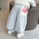 靚貝城堡女童加絨褲子秋冬季束腳褲兒童一體絨加厚休閑衛褲寶寶洋氣哈倫褲 灰色 110