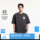 杰克·瓊斯（JACK&JONES）25年男裝純棉短袖t恤男士夏季潮流寬松足球風(fēng)衣服高端重磅半袖 E44黑砂色 常規 M