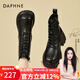 達(dá)芙妮（DAPHNE）厚底靴子女時(shí)尚英倫風(fēng)馬丁靴粗跟短靴2025新款秋冬季高跟靴子女 黑色 37