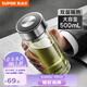 蘇泊爾（SUPOR）玻璃杯茶水分離男士水杯雙層高硼硅玻璃耐高溫大容量泡茶杯子禮物 行硯黑500mL