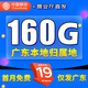中國移動移動流量卡電話卡手機卡4g5G上網(wǎng)卡低月租流量卡全國通用不限速大王卡 廣東本地卡-19元160G高速流量丨外省勿拍