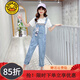 G.DUCKKIDS童裝女童套裝夏季新款兒童衣服時尚中大童牛仔背帶褲薄款女孩短袖 長褲整套 140 建議9~10歲【130-140cm】