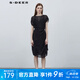 S.DEER圣迪奧女裝肌理收腰吊帶兩件短袖連衣裙S223Z12G7 黑色/91 S 160