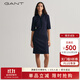 GANT/甘特中長(cháng)裙多巴胺秋冬新款女士時(shí)尚五分袖Polo領(lǐng)隱藏扣連衣裙 433夜藍色 M