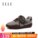 ELLE復古德訓鞋女2025秋季新款板鞋休閑女生學(xué)生百搭運動(dòng)鞋子 灰棕色 加絨 跟高4cm 38 (240mm) 標準碼