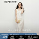 紅袖皺感緞面連衣裙2025春季新款女裝圓領(lǐng)修身顯瘦氣質(zhì)垂感背心長(cháng)裙 米白004 L