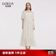 歌莉婭天絲連衣裙女2025新款重要場(chǎng)合穿搭繡花裙子1E7R4K070 61X杏底繡花 M