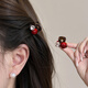森汽紅色水鉆劉海夾女2026新款高端高端輕奢發(fā)夾側邊夾卡子發(fā)飾禮物女 F3815紅珠水鉆小抓夾（一對）