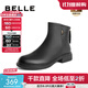 百麗（Belle）柔軟舒適時(shí)裝靴女商場(chǎng)同款羊皮低跟短靴A2X1DDD3 黑色-薄絨 37 (235mm)
