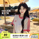 駱駝純棉T恤女2025春夏休閑簡約三條杠微寬松純棉短袖上衣男 N056A，無際白/櫻桃粉 ，中性【微寬版】 XS