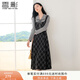 香影復古格子假兩件連衣裙女2025秋季新款收腰拼接學(xué)院風(fēng)中長(cháng)裙子 深灰 M 160/84A/95-110斤