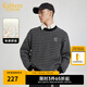 卡賓男裝 小香風(fēng)提花針織衫2024秋新款寬松毛衣LOGO刺繡潮流W 煤黑色01 M /170/48