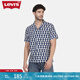 Levi's【商場同款】李維斯男士寬松復(fù)古格紋短袖襯衫 藍(lán)白格紋 M