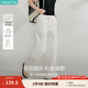 茵曼（INMAN）白色皺感肌理百搭休閑褲2025夏季女裝新款彎刀褲寬松闊腿褲子 珍珠白 27