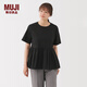無(wú)印良品（MUJI）女式 泡泡紗 短袖罩衫 t恤上衣打底衫女款內(nèi)搭 女裝 BC2PDA5A 黑色 S (155/80A)