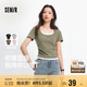 森馬（Semir）短袖t恤女短款假兩件百搭上衣25夏裝顯瘦U領(lǐng)套頭衫109325100015