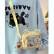 沫子日系少女心兒童小包包百搭小清新斜挎包女可愛(ài)透明吧唧痛包手機包 黃色+毛絨掛件