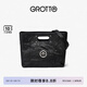 GROTTO個(gè)樂(lè)經(jīng)典CARRY托特包大容量通勤植鞣褶皺綿羊皮手提單肩包禮物 經(jīng)典黑銀標(biāo)M