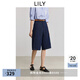 LILY2025夏新款女裝復古棉麻寬松休閑百搭原色闊腿牛仔褲七分褲 412藏藍 M