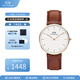 丹尼爾惠靈頓（DanielWellington）dw手表男 學生簡約石英腕表男士手表歐美表 七夕禮物送男友 棕色皮帶36MM-DW035