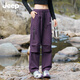 JEEP SPIRIT吉普紫色工裝褲女款春秋2025新款防風(fēng)防水沖鋒褲戶(hù)外休閑褲子 紫色 XL