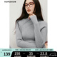 紅袖修身打底針織衫秋季2024新款女裝無縫一體坑條半高領(lǐng)氣質(zhì)內(nèi)搭上衣 灰3060 XL