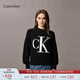 Calvin KleinJeans25秋冬新款女士?jì)?yōu)雅通勤ck字母提花純棉圓領(lǐng)打底衫針織衫 UB1-太空黑 S