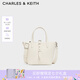 CHARLES&KEITH25秋新品簡約通勤手提水桶包菜籃子包七夕禮物CK2-10151518 Cream奶白色 S