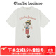 Charlie Luciano匹諾曹夏季蠟筆印花短袖新款寬松潮牌男女情侶同款趣味小眾T恤男 白色 XS 160