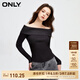 ONLY設(shè)計(jì)感休閑百搭翻領(lǐng)雙色螺紋針織衫女|123413069 H1Z 黑色 M 165/84A