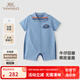 英氏【商場(chǎng)同款】嬰兒衣服夏季涼感防曬小寶寶連體衣牛仔哈衣短袖 淺牛仔藍(lán) 80cm （建議9-18個(gè)月）
