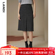 藍地（LANDI）秋季新款深灰色前開(kāi)叉半身裙女中長(cháng)款高腰a字半裙 深灰色 L