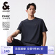 杰克·瓊斯（JACK&JONES）男裝短袖男商務(wù)通勤潮涼感華夫格logo皮標(biāo)圓領(lǐng)短袖T恤男夏季衣服 E39 水泥灰 L (180)