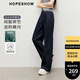紅袖寬松垂感牛仔褲2025春季新款女裝酷颯氣質(zhì)原色高腰休閑闊腿長(zhǎng)褲 深牛仔藍(lán)072 L