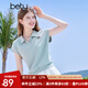 百圖betu女裝2025夏季新款T恤衫休閑運(yùn)動(dòng)舒適棉感夏裝短袖上衣2506T07 淺蘭 L