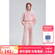 ELLE KIDS童裝 千禧風(fēng)繡花標(biāo)絲絨套裝女童春秋季連帽外套/松緊微喇褲可選 粉色褲子 160 (S)
