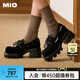 MIO米奧大頭樂福鞋女2025秋季新款復(fù)古學(xué)院6.5cm厚底高跟方頭單鞋 黑色 35 (225mm)