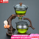 正揚(yáng)玻璃自動(dòng)茶具懶人整套磁吸茶壺防燙高檔泡茶器功夫杯茶盤套裝家用 自動(dòng)(迎客煙灰)+單主機(jī)