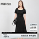 尚都比拉輕熟風(fēng)通勤A字連衣裙女春夏修身顯瘦小黑裙短袖中長(zhǎng)裙 黑色  L 