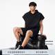 BODYDREAM BM重磅肌理感無袖連帽衛(wèi)衣男士休閑運(yùn)動(dòng)帽衫短褲/套裝 黑色 上衣 M 120-150斤
