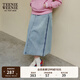 Teenie Weenie小熊春季休閑美式復(fù)古牛仔裙中長裙半身裙開叉裙女裝 淺藍(lán)色 M