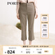 PORTS寶姿女裝 秋冬新品新款修身顯瘦寬腳口休閑褲SL9P021LFQ042 棕色格子 XS (2)